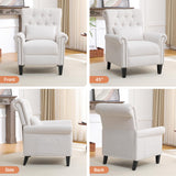 choairy Pushback Recliner Chair, Accent Push Back Chairs Set of 2 with Adjustable Footrest Wingback, Upholstered Linen Reclining Sofa with Side Pocket, Comfy Modern Armchair for Living Room, Beige choairy