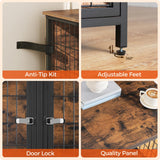 MAHANCRIS Dog Crate Furniture for 2 Dogs, 43.3" Dog Kennel with Removable Divider, Heavy Sturdy Dog Furniture Style Double Cage for Small Medium Dog, Indoor Dog House End Table, Rustic Brown DCHR1201 MAHANCRIS