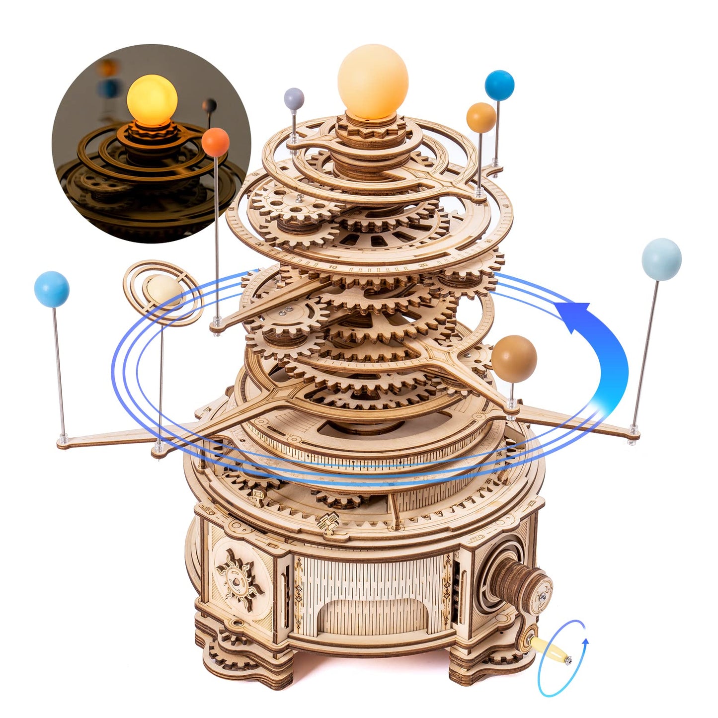 ROKR 3D Wooden Puzzles for Adults Huge Orrery Model - Toy Building Set Mechanical Puzzles 8 Orbiting Planets Unique Gifts for Boys/Girls - WoodArtSupply