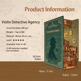Tonecheer DIY Book Nook Kit for Adults, Wooden 3D Puzzle Bookend Bookshelf Insert Decor, Detective Booknook Miniature House Kit with Dust Cover and Body Motion Sensor LED (Violin Detective Agency) Tonecheer