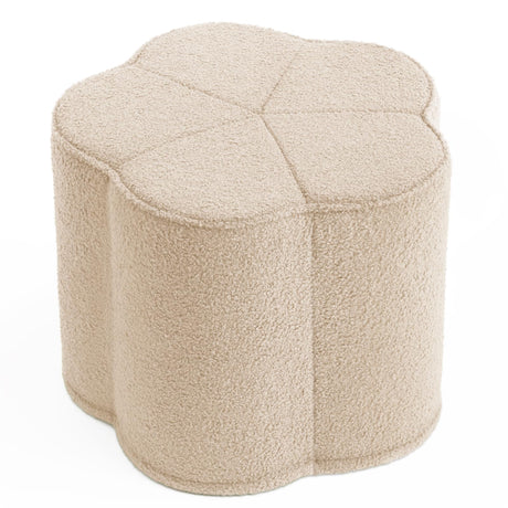 Blissful Diary Flower Pouf Ottoman, Comfy Floral Ottoman for Living Room, Bedroom, Kids Room, Charm Floor Pouf for Home Decor, Full Foam Filling Foot Rest for Couch, Off White Blissful Diary