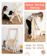 Woodandhearts toddler tower, Made in EU, toddler tower, toddler stool, foldable toddler tower, toddler standing tower, toddler stool for kitchen, toddler tower foldable (Ladder) Wood And Hearts