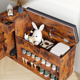 Gyfimoie Shoe Storage Bench, Farmhouse Entryway Bench with Drawer, 2-Tier Shoe Bench with Seat Cushion & Lift Top Storage Box, Slim Shoe Cabinet Bench for Entryway, Living Room, Bedroom (Rustic Brown) Gyfimoie