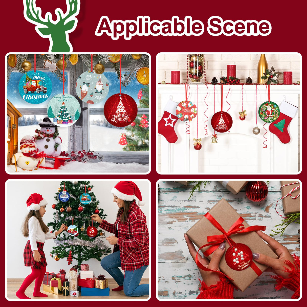 Sublimation Ornament Blanks 20 PCS Double Sided Personalized Christmas Ornaments with Red String Christmas Ornaments Sublimation for Halloween Xmas Tree Decor & DIY Handmade Crafts Upspotie