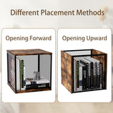 Ksuefao 2 Cube Storage Organizer, Small Bookshelves, DIY Variable Stackable Wooden & Metal Cubes Shelves for Desktop, Bedroom, Living Room, Black Brown Ksuefao