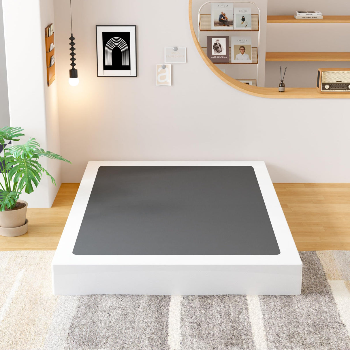 EMODA King Box Spring 8 Inch Heavy Duty Bed Base Metal Mattress Foundation with Fabric Cover, 3000lbs Max Weight Capacity, Noise Free, Easy Assembly EMODA