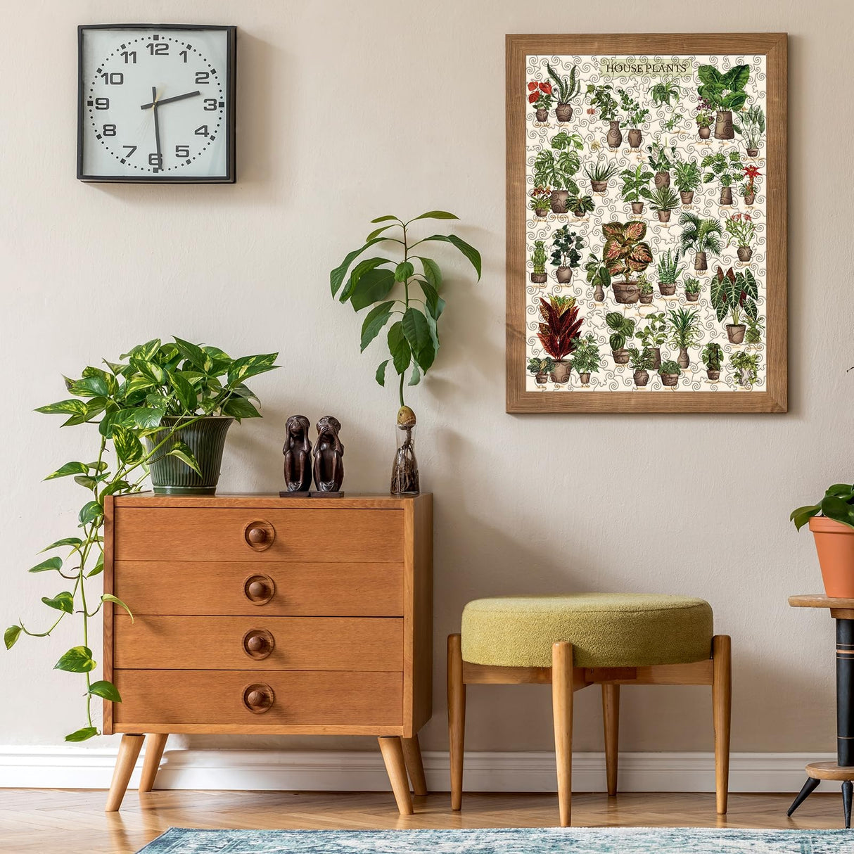 Vintage Houseplant Wooden Puzzle 340 Pieces for Adult, Botany Succulent House Plant Wood Puzzle, 39 Common Indoor Plants Jigsaw Puzzles, 15.7 * 11.2 in BBOLDIN