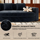 Merax Minimalist Curved Sectional Sofa with Five Throw Pillows, Chenille Upholstered Modular Sleeper Couch for Living Room, Bedroom, Guest Rooms, No Assembly Required, Navy Blue Merax