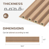 POHARE WPC Slat Wall Panels, 8 Pack Accent Slat Wood Slats for Wall and Ceilings, Acoustic Panels for Interior Wall Modern Décor, Oak, 95 x 6 in POHARE