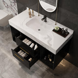 GAFFERIT 39.4" Bathroom Vanities with Ceramic Sink,Floating Bathroom Vanity,Wall Mounted Storage Cabinet with 2 Drawers and 2 Storage Spaces,Modern Bathroom Sink Cabinet with Metal Handles (Black) GAFFERIT