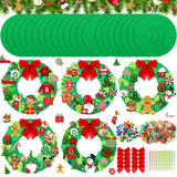 Moucuny 32 Sets DIY Christmas Crafts Kits Christmas Foam Wreath Craft Kits Snowman Santa Bows Sticker Christmas Wreath Ornaments Christmas Arts and Crafts for Christmas Tree Home Indoor Decoration Moucuny