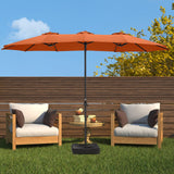 HOMSHADE 15ft Large Patio Umbrellas with 138lbs Base Included - Rectangle Oversized Double Sided Outdoor Umbrella for Market, Deck, Pool, Garden(Orange) HOMSHADE