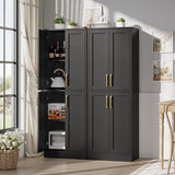 Homzbesy Pantry - Kitchen Pantry Cabinet with 4 Doors and Adjustable Shelves, Tall Black Cabinet Freestanding Storage Cupboard for Dining Room Living Room, Laundry, Bathroom Homzbesy