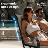 PHI VILLA 7 Piece Patio Dining Set for 6, 1 Large Metal Table and 6 Outdoor Dining Chairs with High Back and Padded Textilene, Outdoor Furniture Set for Garden, Yard PHI VILLA