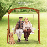 VINGLI Heavy Duty 1600 LBS HDPE Porch Swing Outdoor with Rotatable Cup Holder, 4 FT Patio Bench Swing with Adjustable Chains, 2 Person Hanging Porch Swing Chair for Porch, Yard, Tree, Garden - White VINGLI