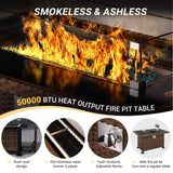 Amopatio Outdoor Patio Furniture Sets, 8 Pieces Wicker Patio Furniture, Outdoor Sectional Patio Couch Set with Ottoman, Outdoor Conversation Set with 44" Gas Fire Pit for Outside (Grey) Amopatio