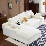 98.4" Cloud Modular Sectional Couch with Chaise,L-Shaped Modern Upholstered Sofa with Deep Seat,Corduroy Sectional Couches for Living Room and Bedroom,No Assembly Required(Beige) XSZD