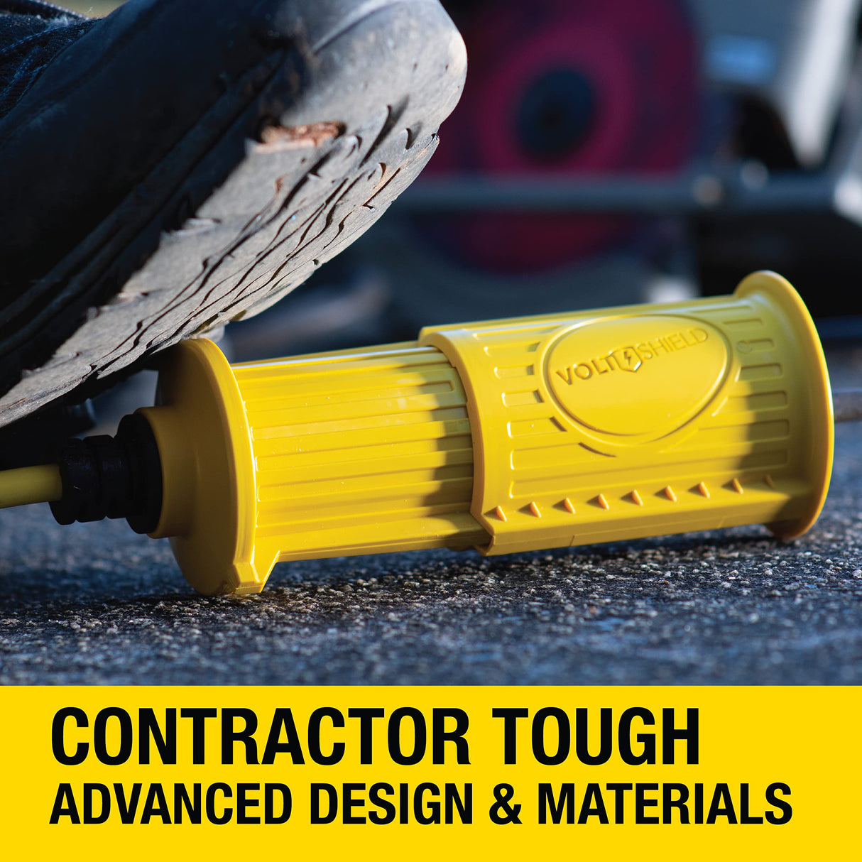 VoltShield 70 ft 12/3 SJTW Heavy Duty All-In-One Weather Protection Extension Cord, Water, Weather & Kink Resistant, Flame Retardant, Yellow, 3 Prong Grounded Plug, Locks Cord Preventing Disconnection VoltShield
