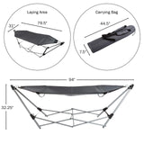 Hammock with Stand Included - Portable Hammock Fits into Carry Bag for Easy Travel - Perfect for Backyard, Pool, Beach, Hiking by Lavish Home (Gray) Lavish Home