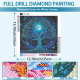 YQFCZDQ Tree of Life Diamond Art Kits for Adults,DIY Blue Moon&Star 5D Diamond Painting Kits Round Diamond Dots for Beginners,Full Drill Paint with Diamonds Pictures Gem Art Home Decor 13.78X13.78in YQFCZDQ