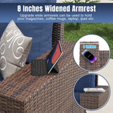 Aoxun 7 Pieces Patio Furniture Set with 44” Fire Pit Table Wicker Rattan Outdoor Sectional Conversation Set with Coffee Table and 4” Thickened Cushions, Blue(Waterproof Cover Included) Aoxun