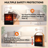 Portable Electric Fireplace Heater for Indoor Use,Fake Fireplace Space Heaters 1500W High Power,Small Fireplace with Realistic 3D Flame Effect,Mini Heater with Overheat and Tilt Protection YUCHANLUCK