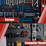 7S garage 4 Pack Metal Pegboard Panels with 50 Hooks, Black Pegboard Wall Organizer, Pegboard Accessories, Heavy Duty Garage Tool Storage System for Workbench, Workshop, Office, Craft Room 7S garage