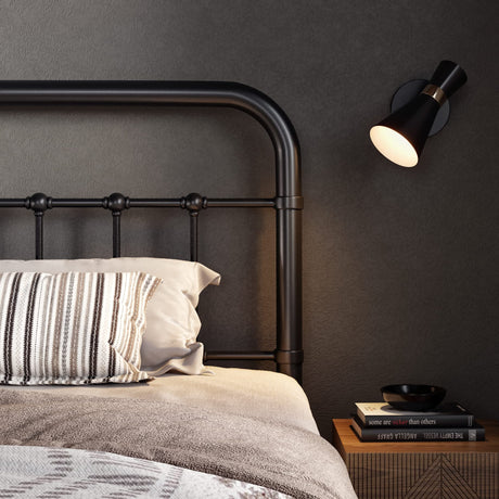 Allewie King Size Victorian Style Metal Platform Bed Frame with Wrought Iron Headboard and Footboard - No Box Spring Needed, Black Allewie