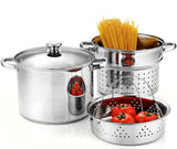 Cook N Home 4-Piece 8 Quart Multipots, Stainless Steel Pasta Cooker Steamer Cook N Home