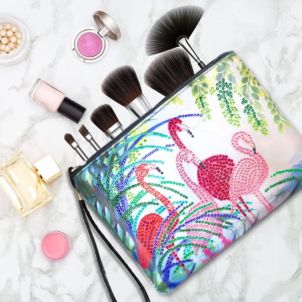 Flamingo Diamond Painting Handbag,5D DIY Flamingo Diamond Painting Clutch Purse Handmade Rhinestone Cross Stitch Handbag Paint by Number Art Craft Wristlet Clutch Bag Zipper Bag for Women Girls Gift EVERMARKET