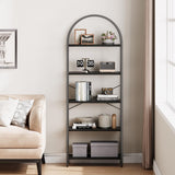5-Tier IDEALHOUSE Arched Black Bookshelf with Metal Frame - Tall Open Storage Rack for Home or Office IDEALHOUSE