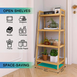 SMIBUY Bamboo Ladder Bookcase, Bathroom Storage Rack Organizer, 4 Tier and 5 Tier Freestanding Plant Display Stand Space Saver Shelves for Bedroom, Kitchen, Balcony (Natural, 4 Tiers (39" H)) SMIBUY