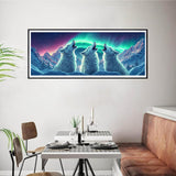 Bimkole Large Diamond Art Kits for Adults Wolf, Full Drill 5D DIY Rhinestone Embroidery Set Paint with Diamonds Art Animal Aurora by Number Kits Cross Stitch Home Wall Craft Decoration 31.5x11.81 Inch Bimkole