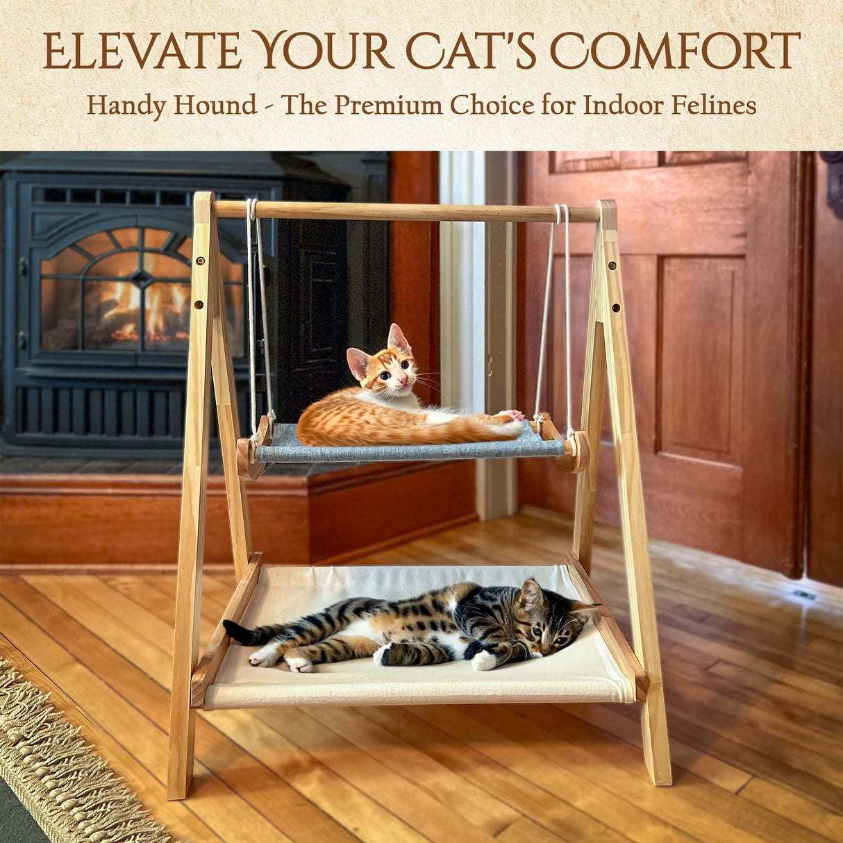 Handy Hound Cat Hammock Bed – The Premium Choice in Cat Beds for Indoor Cats Washable for Ultimate Comfort. 26" L x 21" W x 32" H Handy Hound