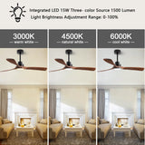 dearnow 52" Wood Ceiling fan, (with light with remote control) with 3 solid wood blades, wooden ceiling fan for indoor and outdoor use, suitable for living room, dining room, patio and more. dearnow