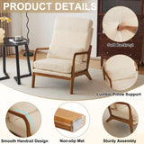 Karl home Mid-Century Modern Accent Chair, Living Room Chairs with Pillow High Back Corduroy Upholstered Lounge Armchair with Solid Wood Frame & Soft Cushion for Bedroom, Reading Room, Beige Karl home