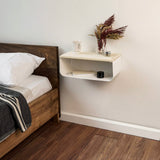 Floating Nightstand with Spruce Top | Modern Bedroom Decor | Minimalist Wall-Mounted Bedside Nightstand| Wall Mounted Shelf | Cloudy Oasis: Serene White Ultimate Premium Products