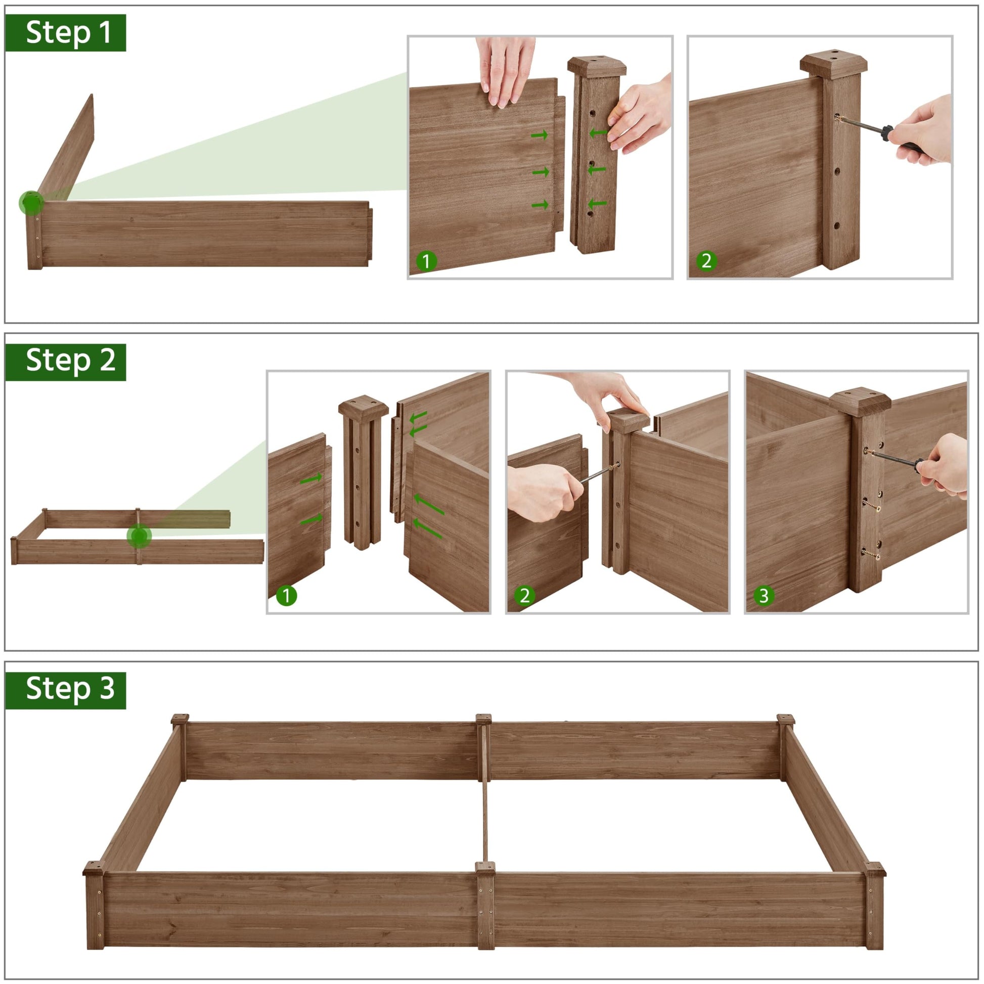 Yaheetech 8×4ft Wooden Horticulture Raised Garden Bed Divisible Elevated Planting Planter Box for Flowers/Vegetables/Herbs in Backyard/Patio Outdoor, 93 x 48 x 10in, Dark Brown - WoodArtSupply