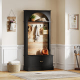 Tribesigns 70.86" Hall Tree with Storage Bench, 4-in-1 Design Entryway Bench with Coat Rack, Farmhouse Hall Tree with 5 Hooks and Adjustable Shoe Storage for Entryway, Hallway(Black＋Brown) Tribesigns