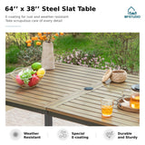MFSTUDIO 64"x38" Rectangle Outdoor Dining Table, Patio Furniture Wood-Like Tabletop with Adjustable Umbrella Hole for Deck,Backyard,Lawn,Garden MFSTUDIO