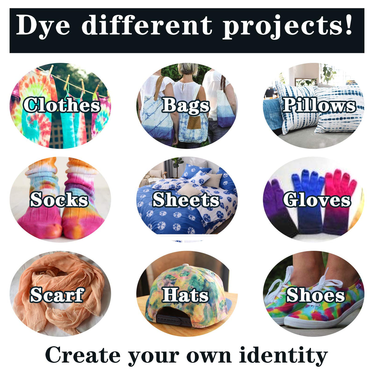 WINSONS Tie Dye Kit 20 Colors Permanent Fabric Dye Art Set for Kids Adults for School, Homemade Party, Creative Groups Activities, DIY Gift WINSONS