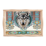 JISHSHAY Diamond Art Serving Tray Diamond Painting Food Tray Gem Art Serving Platter Gem Painting Mosaic Kits for Adults DIY Kits for Adults, with Wood Handle 20×30cm/7.87×11.81in, Wolf JISHSHAY