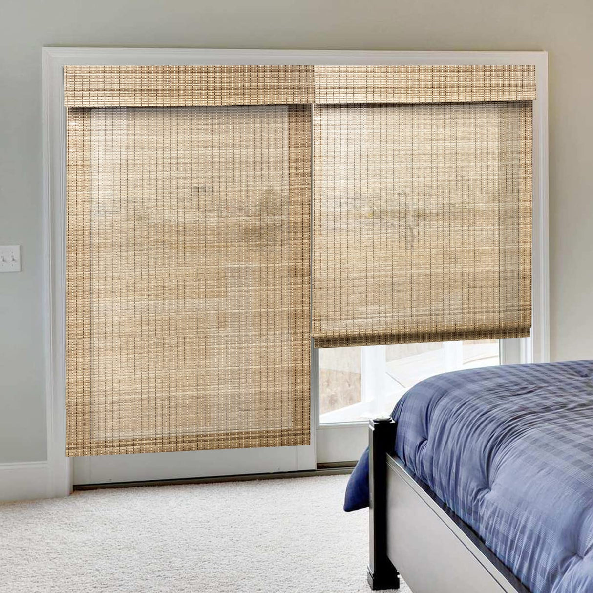 Woven Bamboo Roman Shades - Light Filtering Blinds in Colour 5 LANTIME