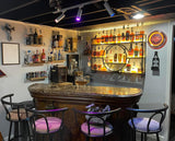 Liquor Bottles Bar Shelves Wall Mounted with LED Lighting Glass Holder, Wine Rack 3-Tiers Display Storage Organizer Hanging Long Stemware Goblet Metal for Home Cellar Black 47in Generic