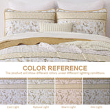 WONGS BEDDING Boho Floral Quilt Set King Size, Brown Patchwork Quilt Bedspread with Flower Botanical Leaves Printed, 3 Pieces Farmhouse Bedding Set for All Season(104"x90") WONGS BEDDING