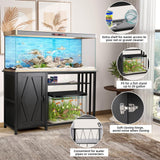 VOWNER 55-75 Gallon Fish Tank Stand, Aquarium Stand with Power Outlets, Cabinet for Fish Tank Accessories Storage, Heavy Duty Metal Frame, Suitable for Fish Tank, Turtle Tank, 1200LBS Capacity, Black VOWNER