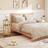 HOOBRO Small Round Side Table with Charging Station, 3-Tier Round Bamboo End Table, Compact Sofa Bedside Table for Small Space, Easy Assembly, for Living Room, Bedroom, Apartment, Natural YL152UBZ01 HOOBRO