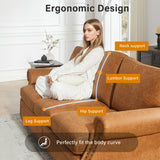 LegacyAmerhome 85'' Faux Leather Couch for Living Room, Mid Century Modern Leather Sofa with Rolled Arm, Classic 3 Seat Brown Couches with Nailheads Trim, Big Comfy Couch with Deep Seat for Apartment LegacyAmerhome