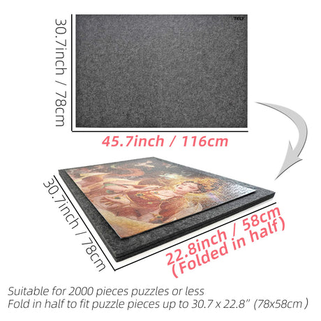 TELY Foldaway Puzzle Board Felt Mat for up to 2000 Pieces of Jigsaw Puzzle, Foldable for Easy Storage Puzzles, Portable Puzzle Pad(Extra Large) TELY