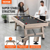 VEVOR Billiards Table, 7 ft Pool Table, Adjust Legs Stable Billiards Table, Pool Table Set Includes Balls, Cues, Chalks and Brush, Wood Color with Black Cloth, Perfect for Family Game Room Kids Adults VEVOR